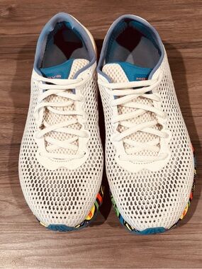 Under Armour Light Blue and Yellow Running Shoe Athletic Sporty Knit Comfy